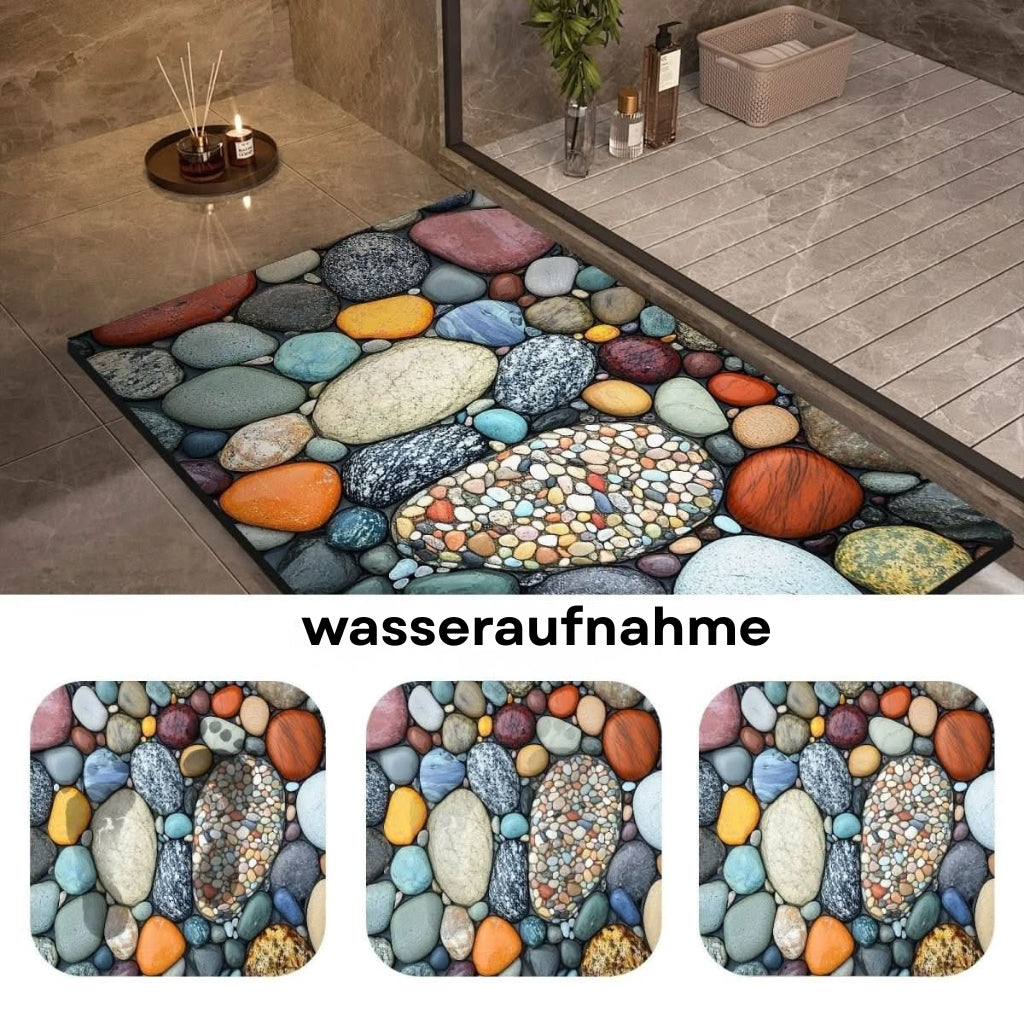 Schnelltrocknende Stein-Badematte mit rutschfester Unterlage