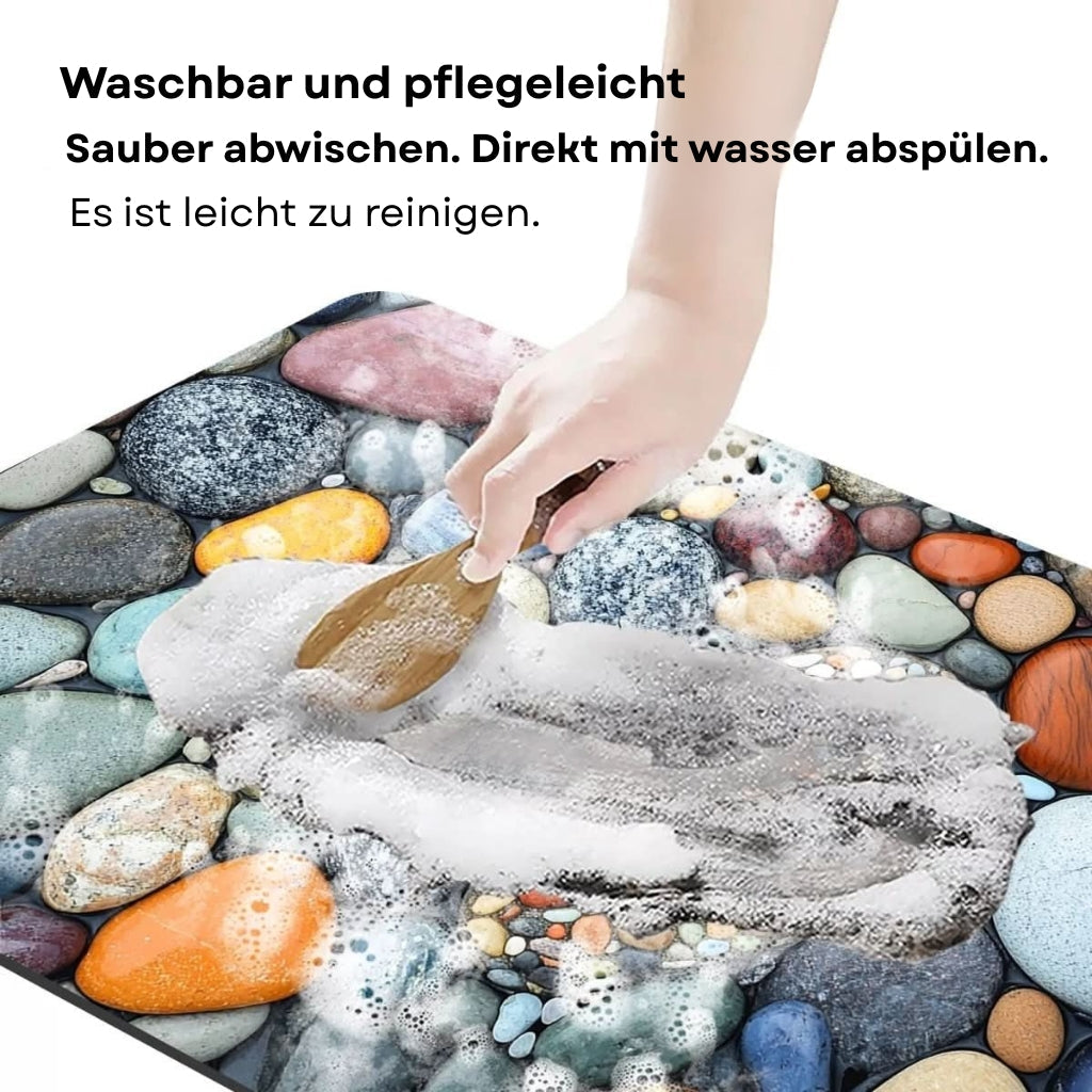 Schnelltrocknende Stein-Badematte mit rutschfester Unterlage