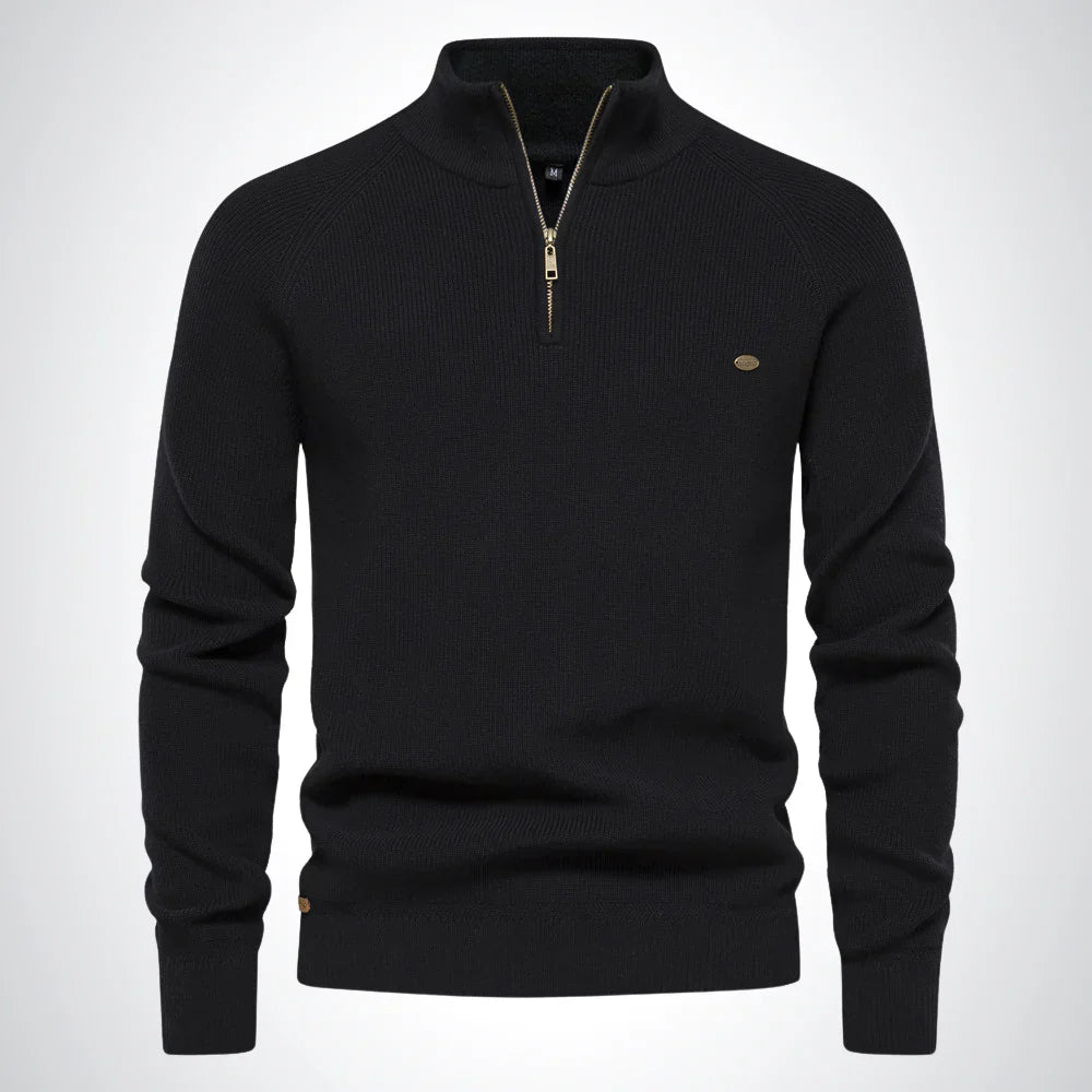 Mens Half Zip Sweater | Stand Collar Knit