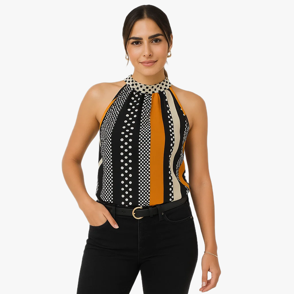 Elegant Sleeveless Women's Top with Print