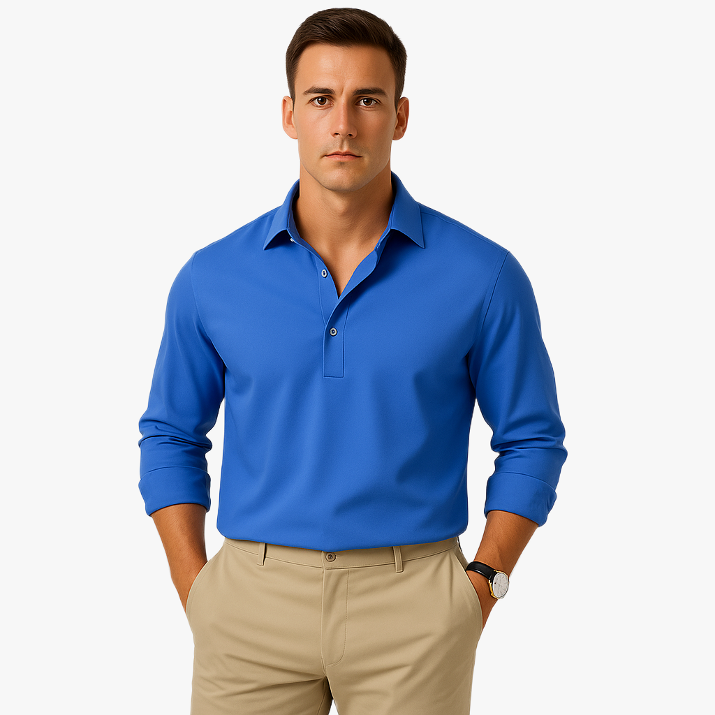 Casual Long Sleeve Polo Shirt for Men