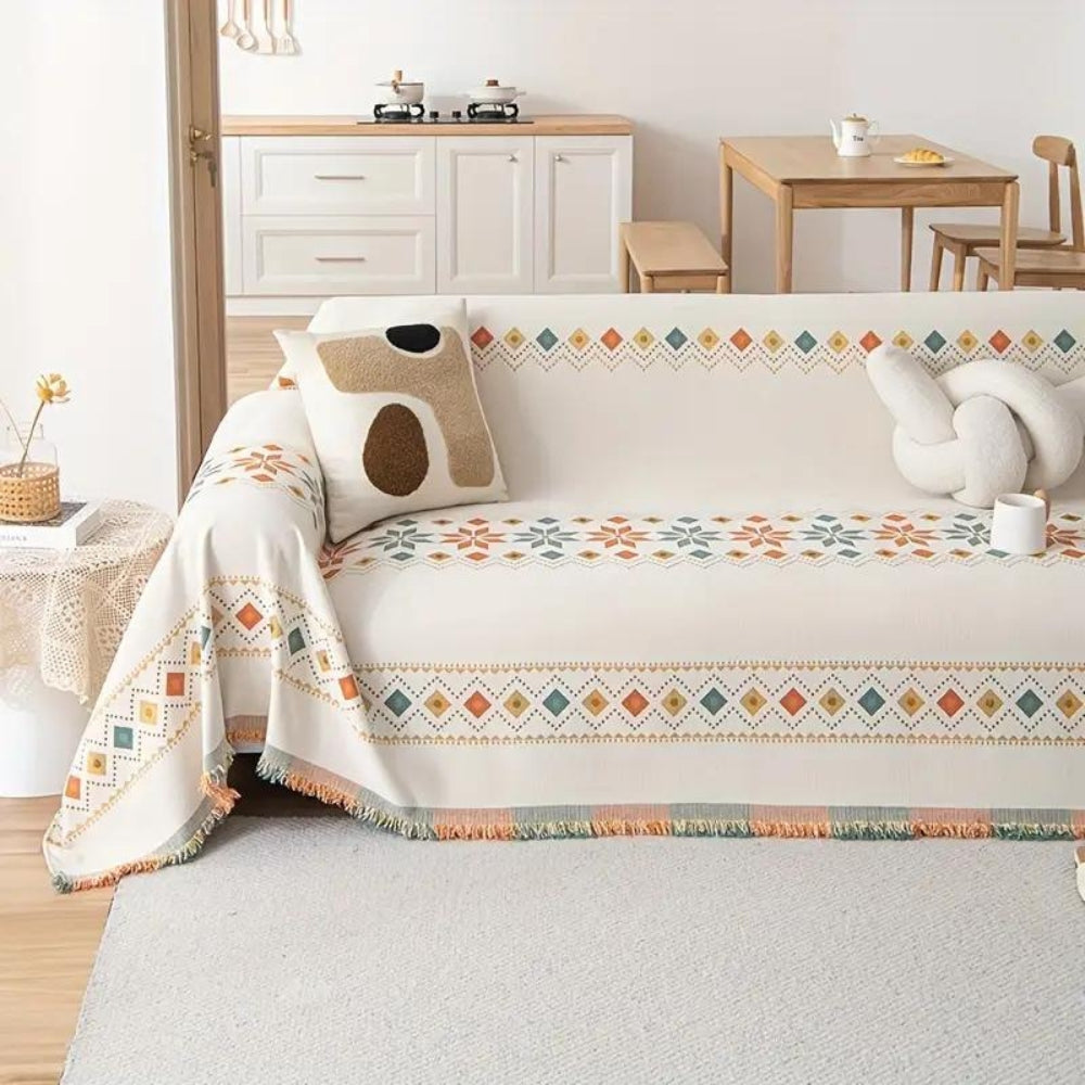 Boho Fringe Sofa Throw Cover Decorative Furniture Protector