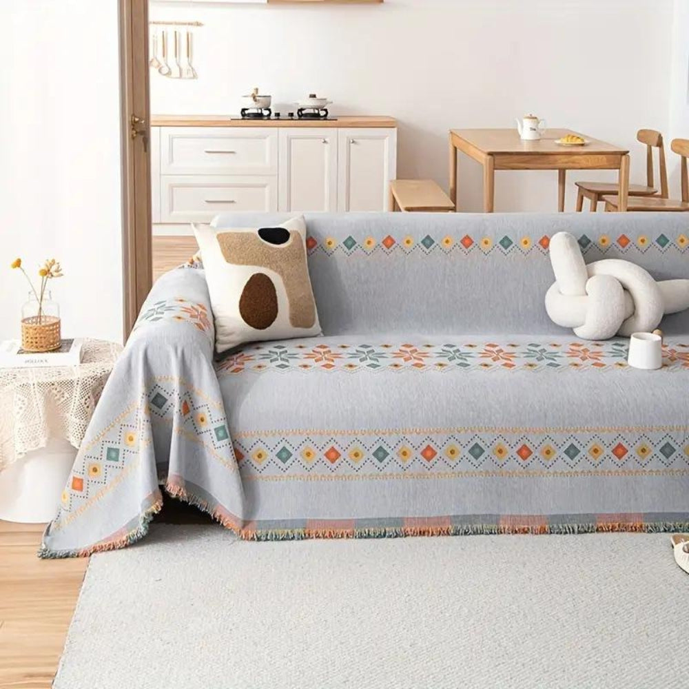 Boho Fringe Sofa Throw Cover Decorative Furniture Protector