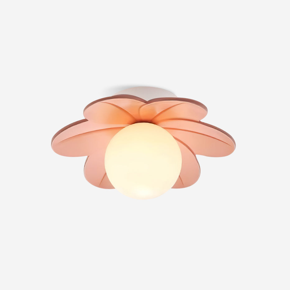 Florale Deckenleuchte aus Glas mit mattiertem Kugelschirm