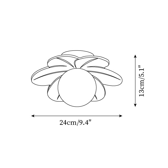 Florale Deckenleuchte aus Glas mit mattiertem Kugelschirm