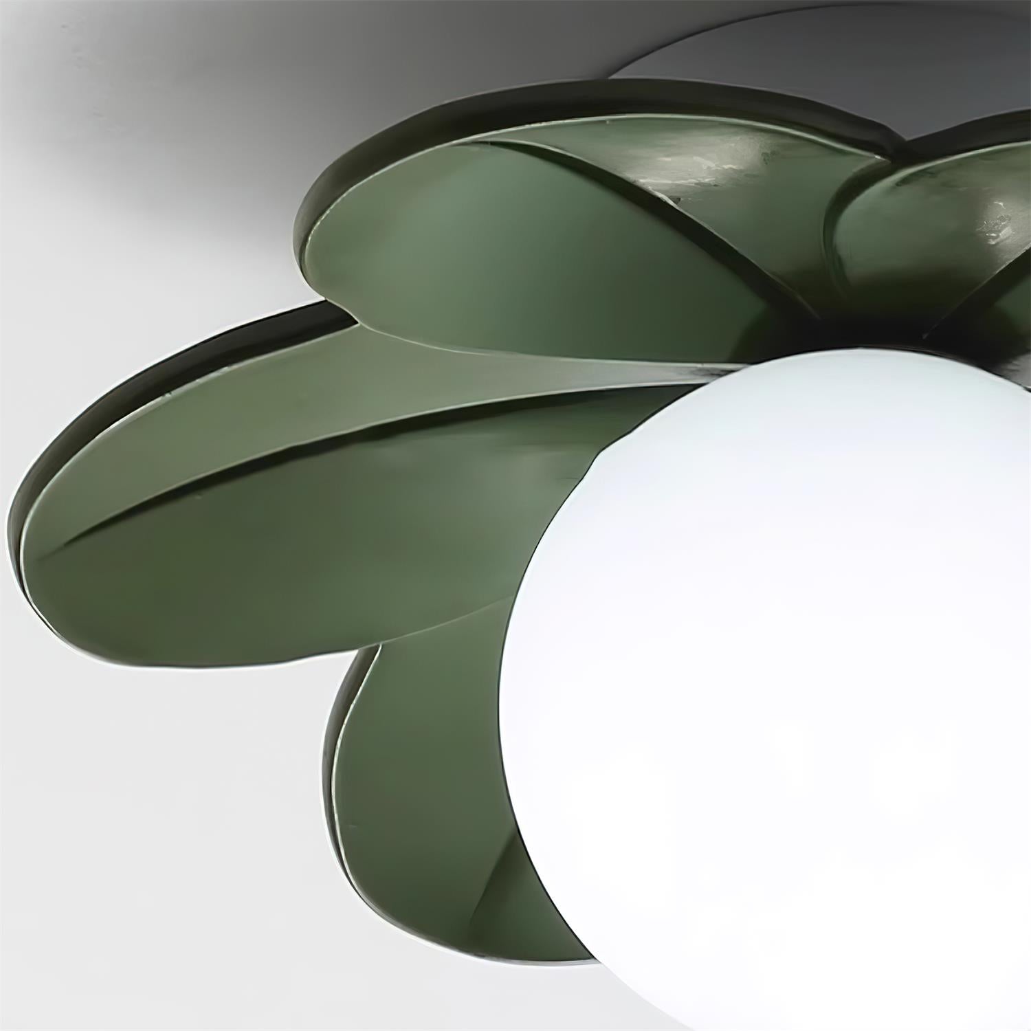 Floral Glass Ceiling Light with Frosted Globe Shade