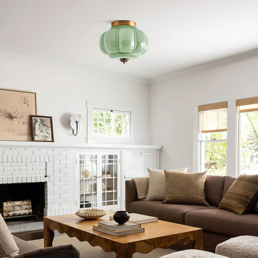 Deckenleuchte im Vintage-Stil mit Jade-Schimmer, Aufbaumontage
