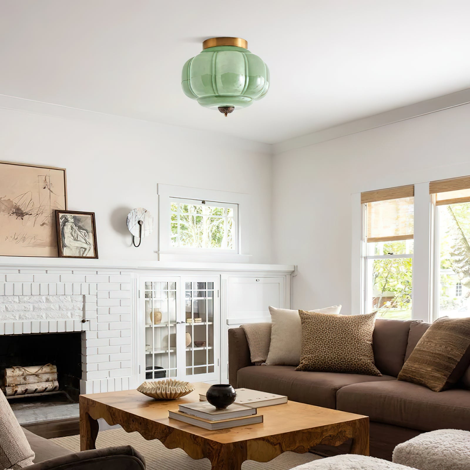 Deckenleuchte im Vintage-Stil mit Jade-Schimmer, Aufbaumontage