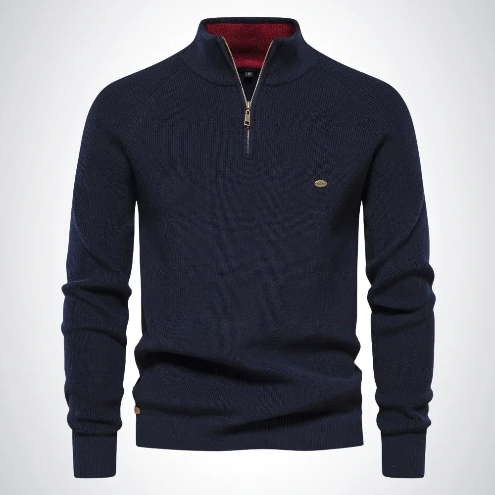 Mens Half Zip Sweater | Stand Collar Knit