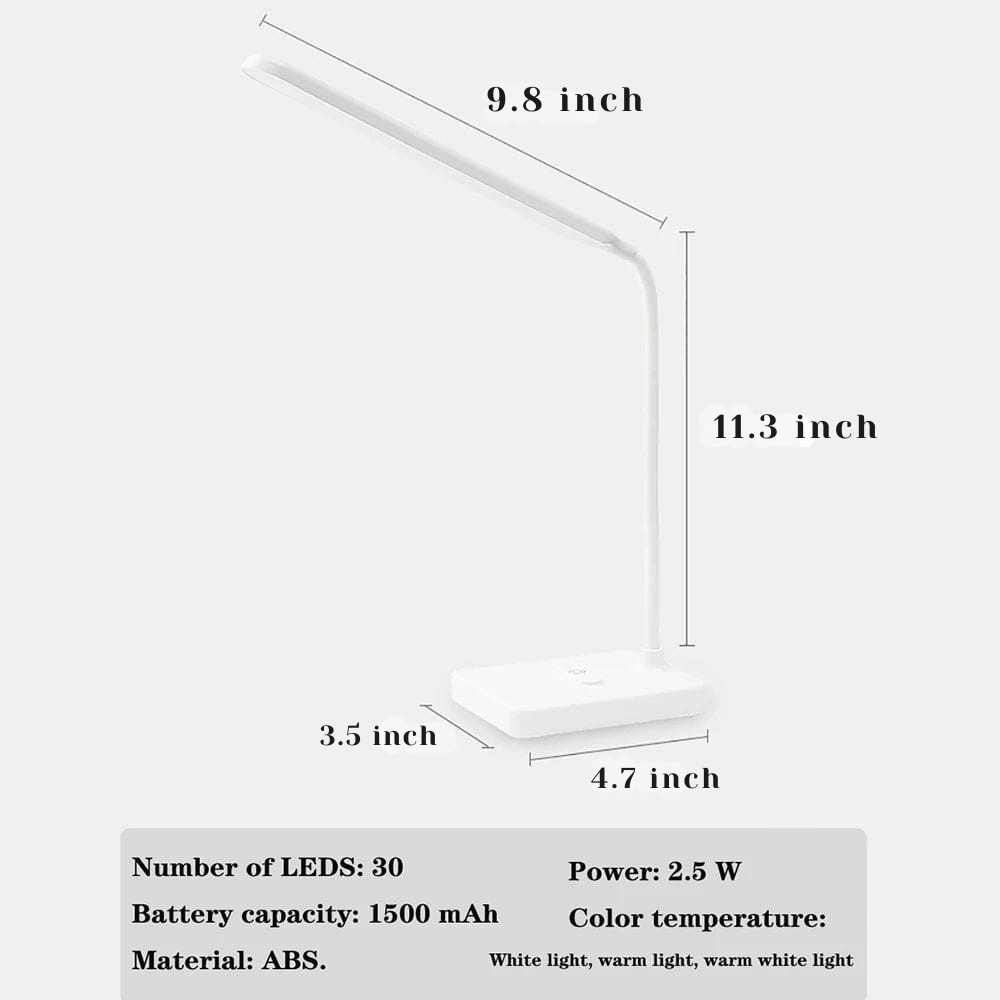 Wiederaufladbare Schreibtischlampe mit flexiblem Arm und mehreren Lichtmodi