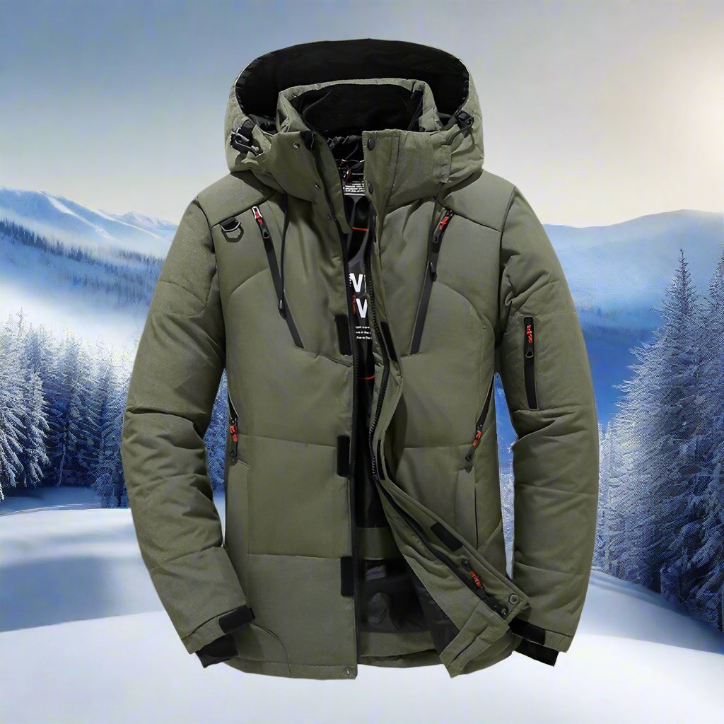 Mens Hooded Winter Jacket With Multi Pocket Design | Cold Season Style