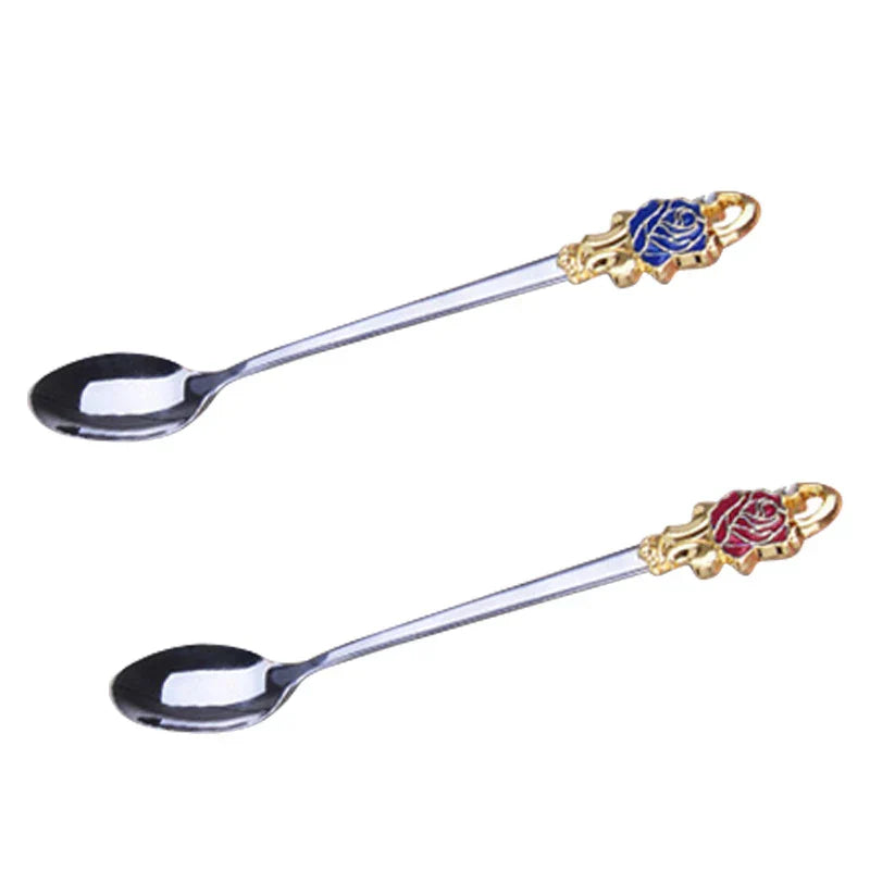 Enamel Rose Glass Tea Cup Set with Spoon for Mother's Day Gift