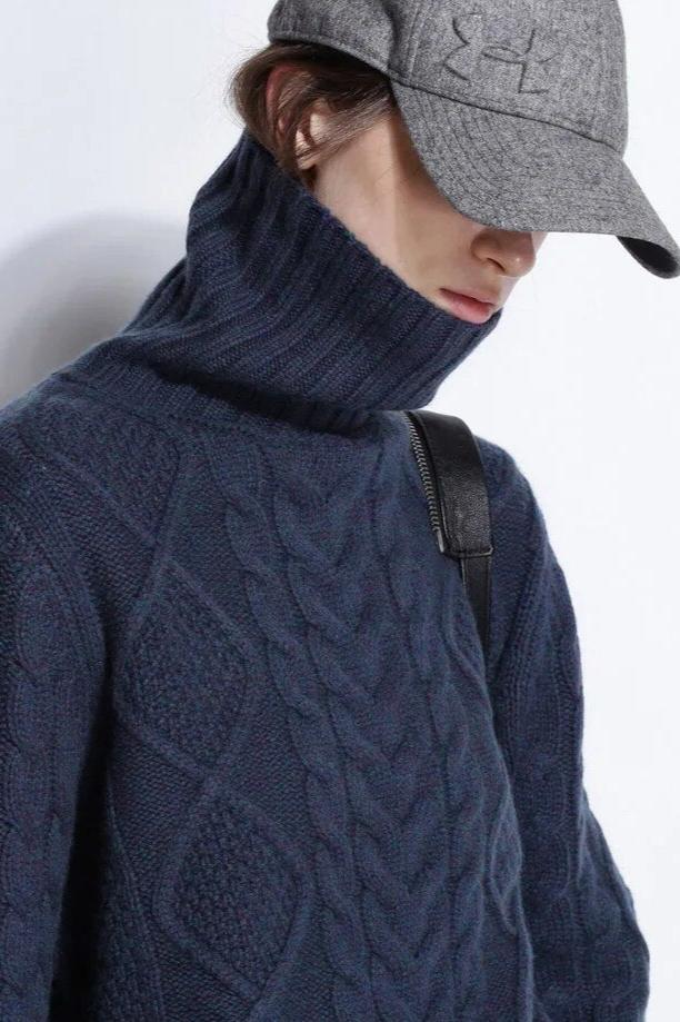 Womens Turtleneck Sweater | Twist Pattern Knit