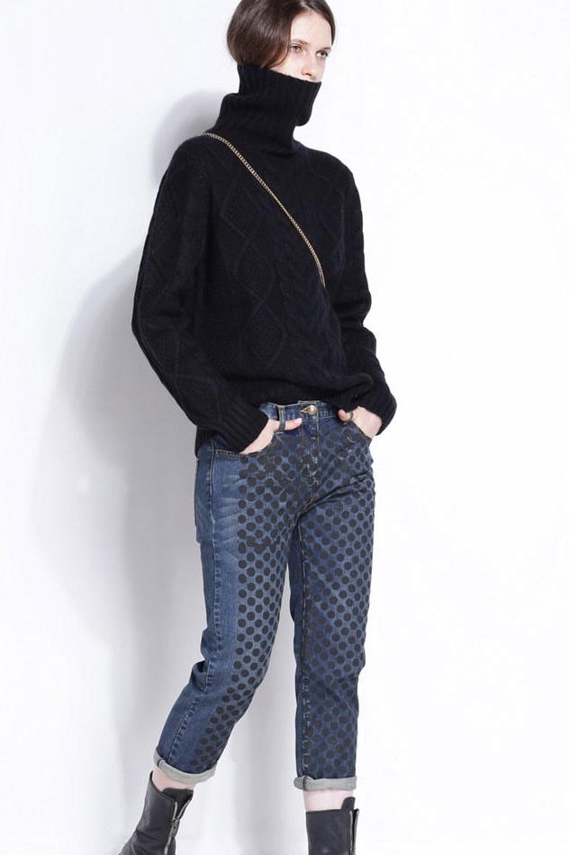 Womens Turtleneck Sweater | Twist Pattern Knit