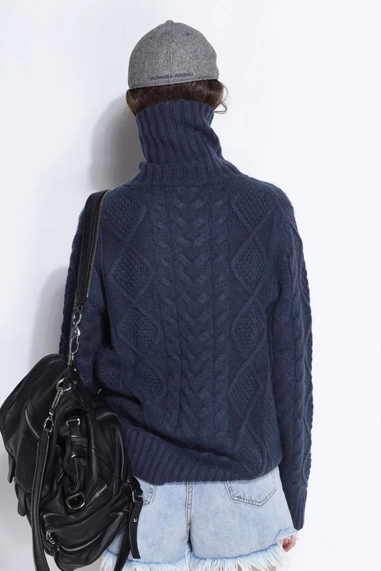 Womens Turtleneck Sweater | Twist Pattern Knit