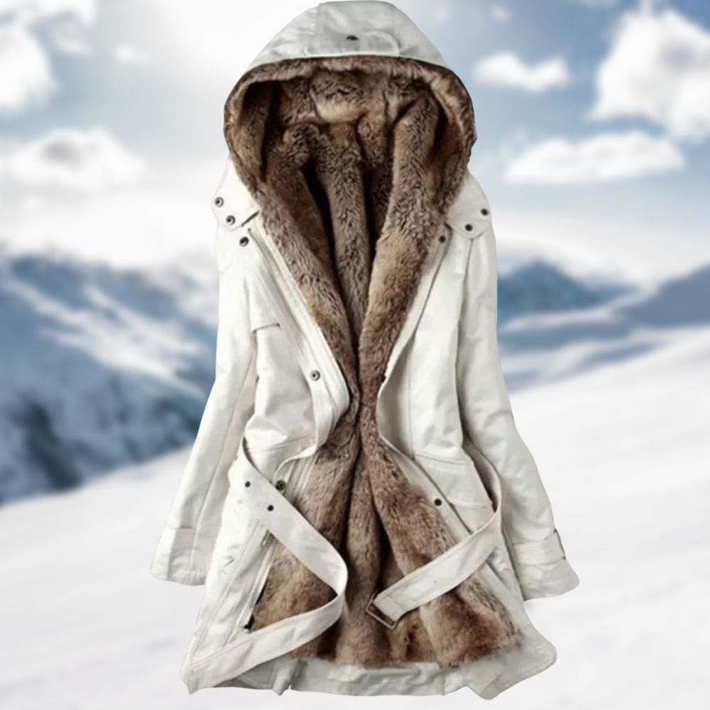 Womens Hooded Belted Winter Parka | Warm Design