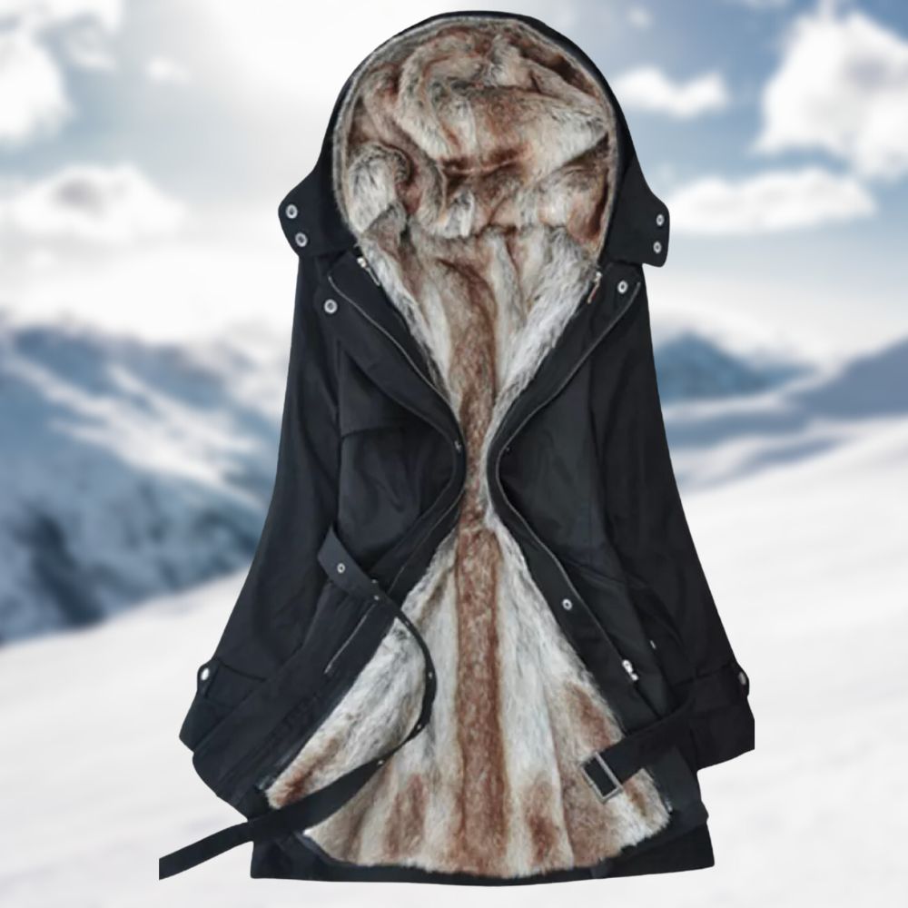 Womens Hooded Belted Winter Parka | Warm Design