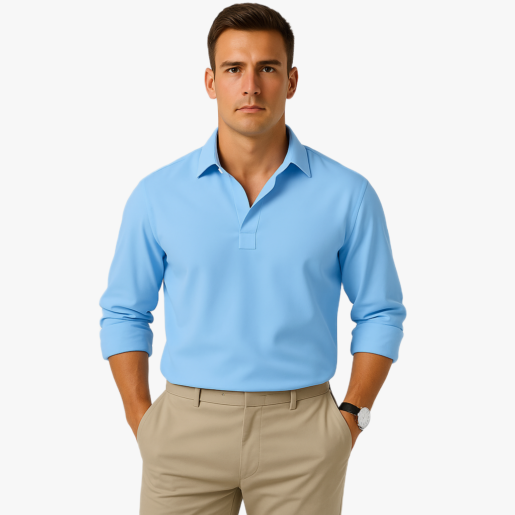 Casual Long Sleeve Polo Shirt for Men