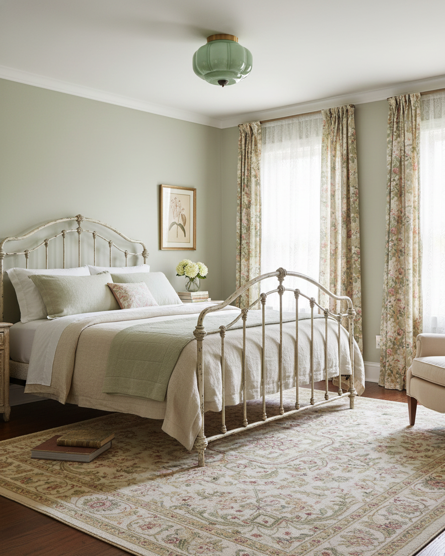 Deckenleuchte im Vintage-Stil mit Jade-Schimmer, Aufbaumontage
