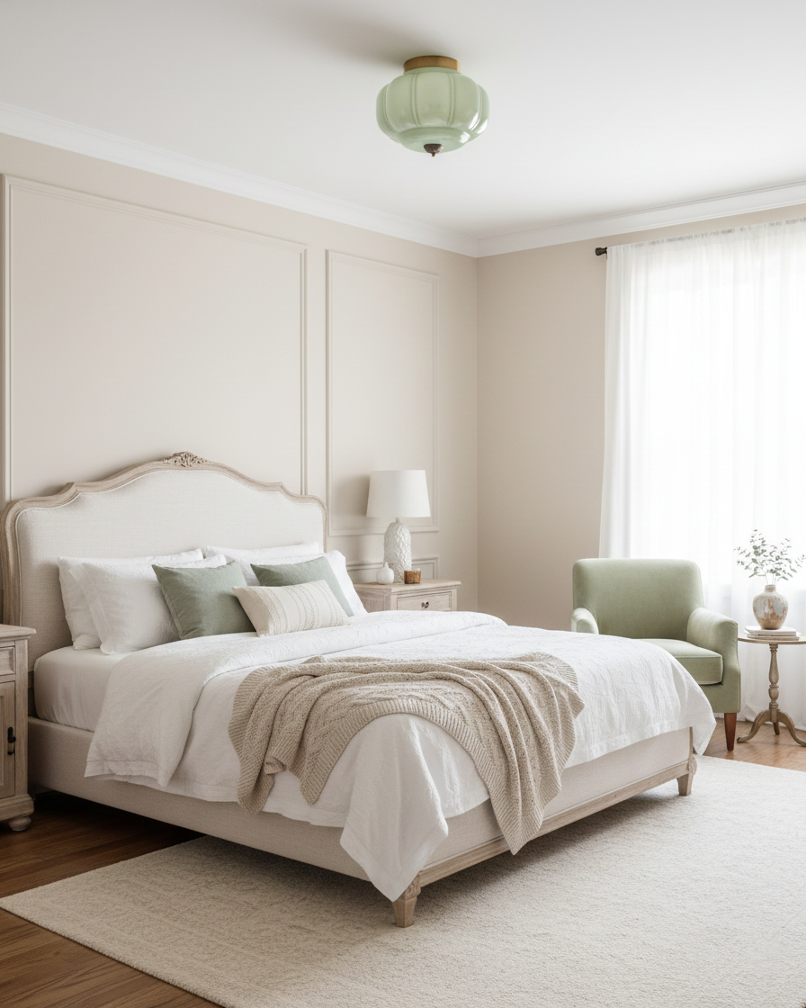 Deckenleuchte im Vintage-Stil mit Jade-Schimmer, Aufbaumontage