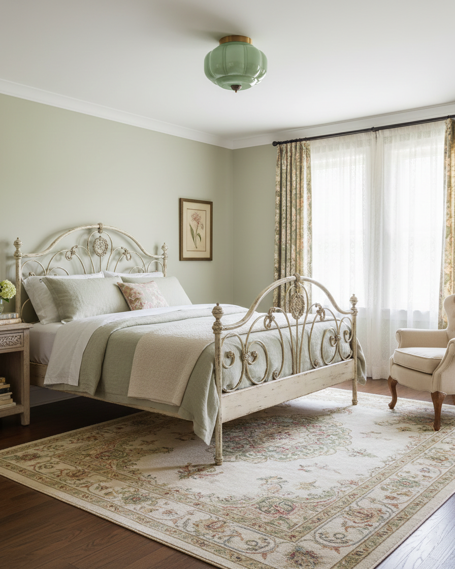 Deckenleuchte im Vintage-Stil mit Jade-Schimmer, Aufbaumontage
