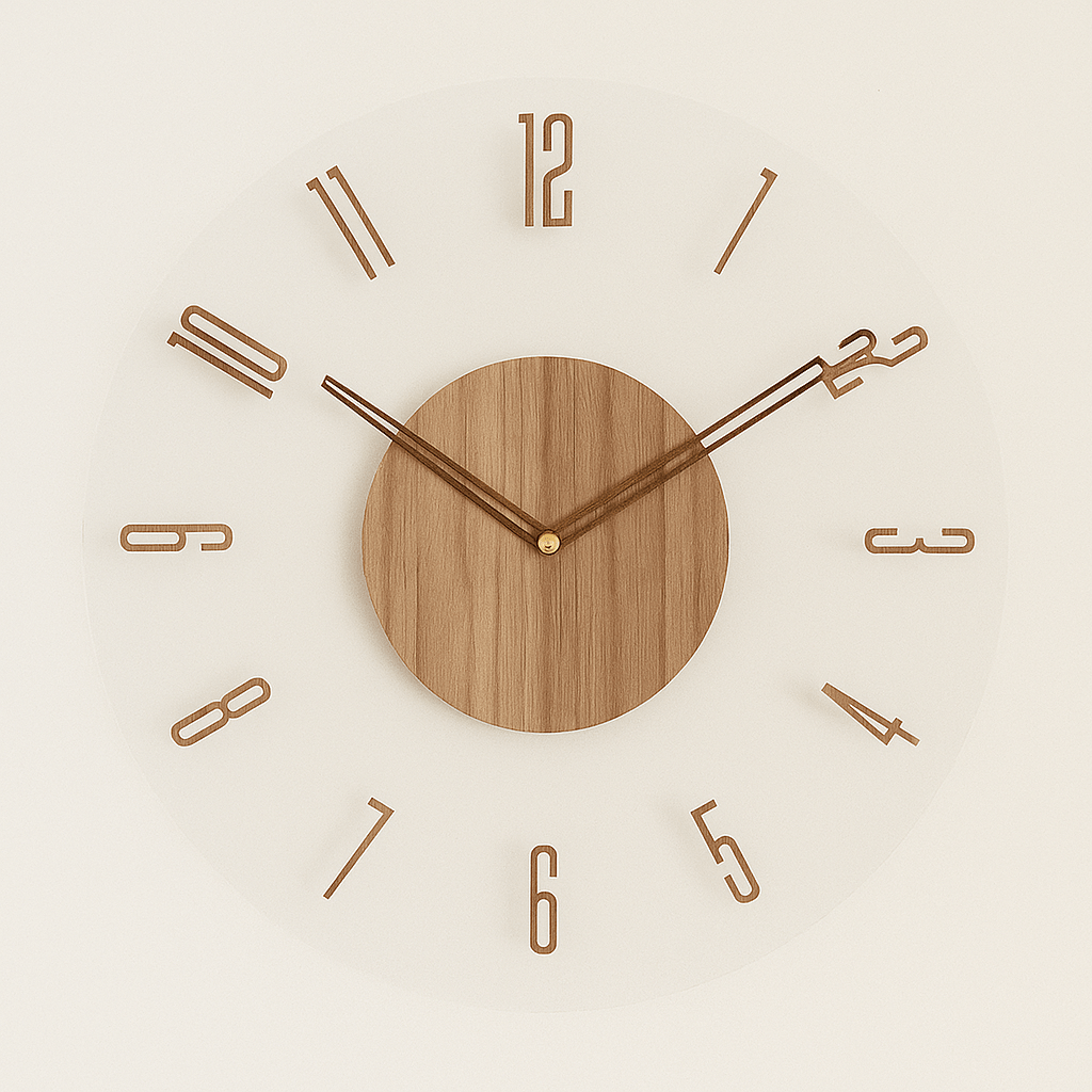 Minimalistische hölzerne Wanduhr geräuschloses Quarz-Design
