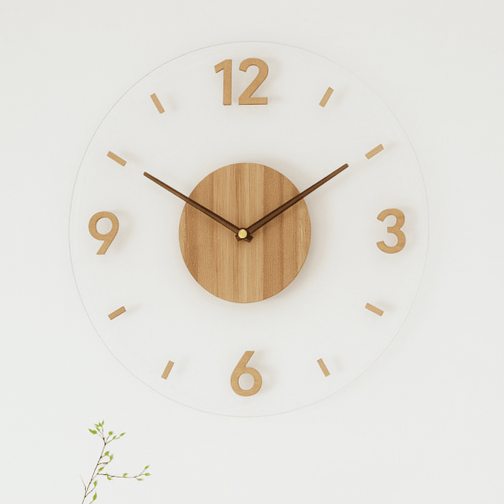 Minimalistische hölzerne Wanduhr geräuschloses Quarz-Design