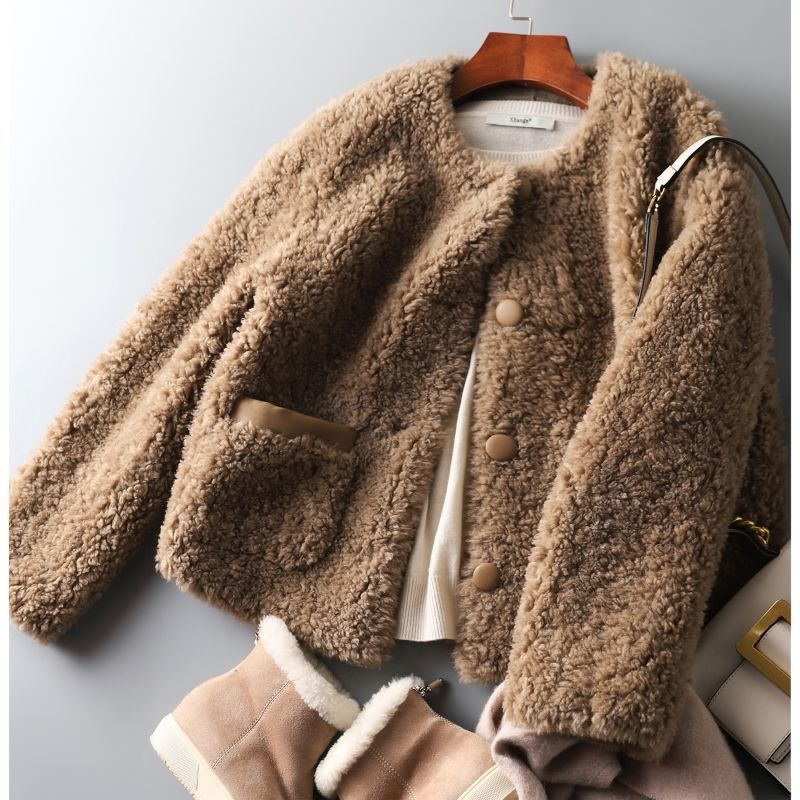 Womens Winter Coat | Textured Button Front Style