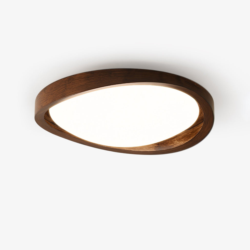 Moderne LED-Deckenleuchte mit gebogenem Walnuss-Finish