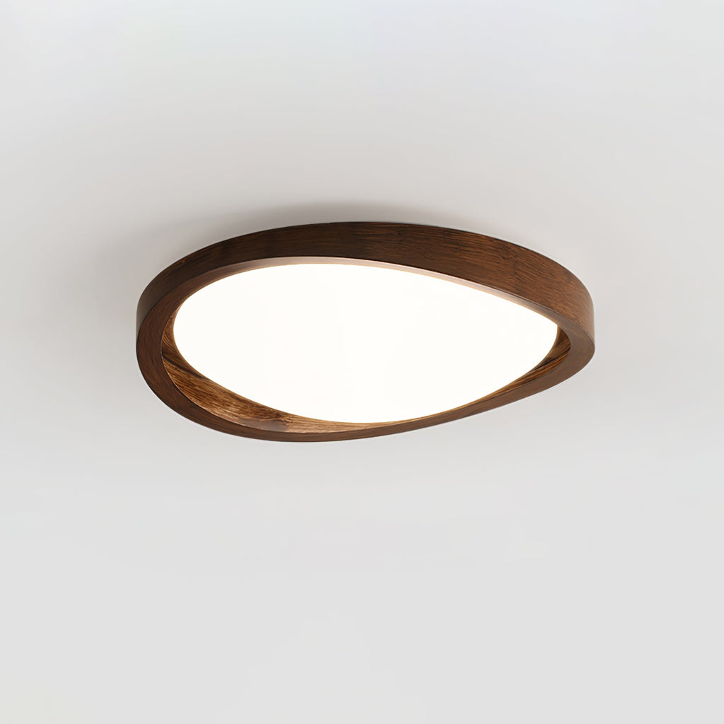 Moderne LED-Deckenleuchte mit gebogenem Walnuss-Finish