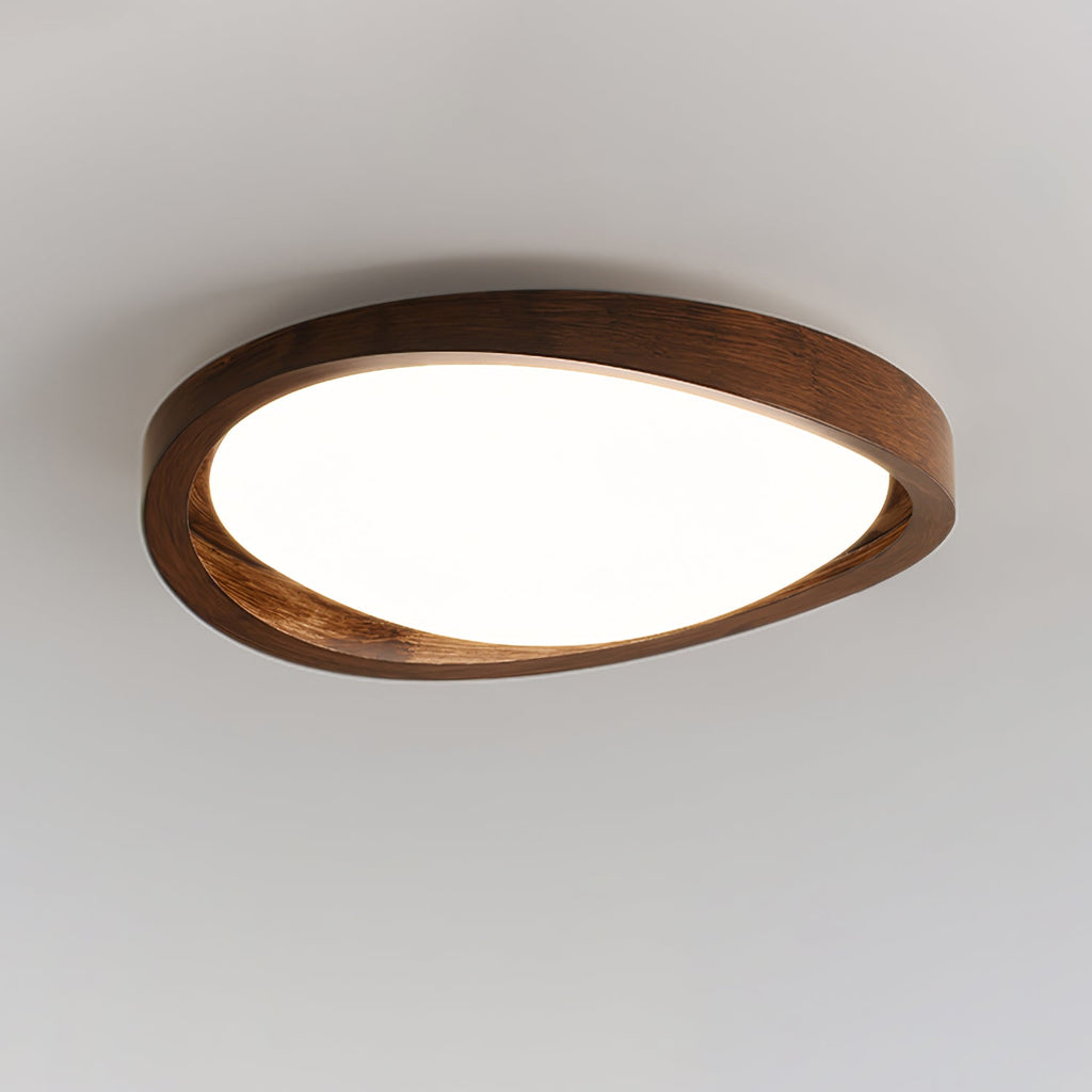 Moderne LED-Deckenleuchte mit gebogenem Walnuss-Finish