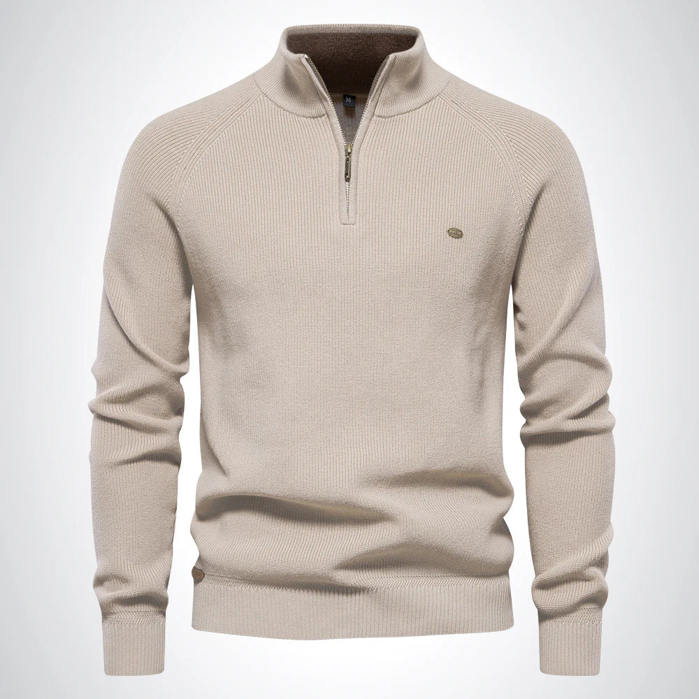 Mens Half Zip Sweater | Stand Collar Knit
