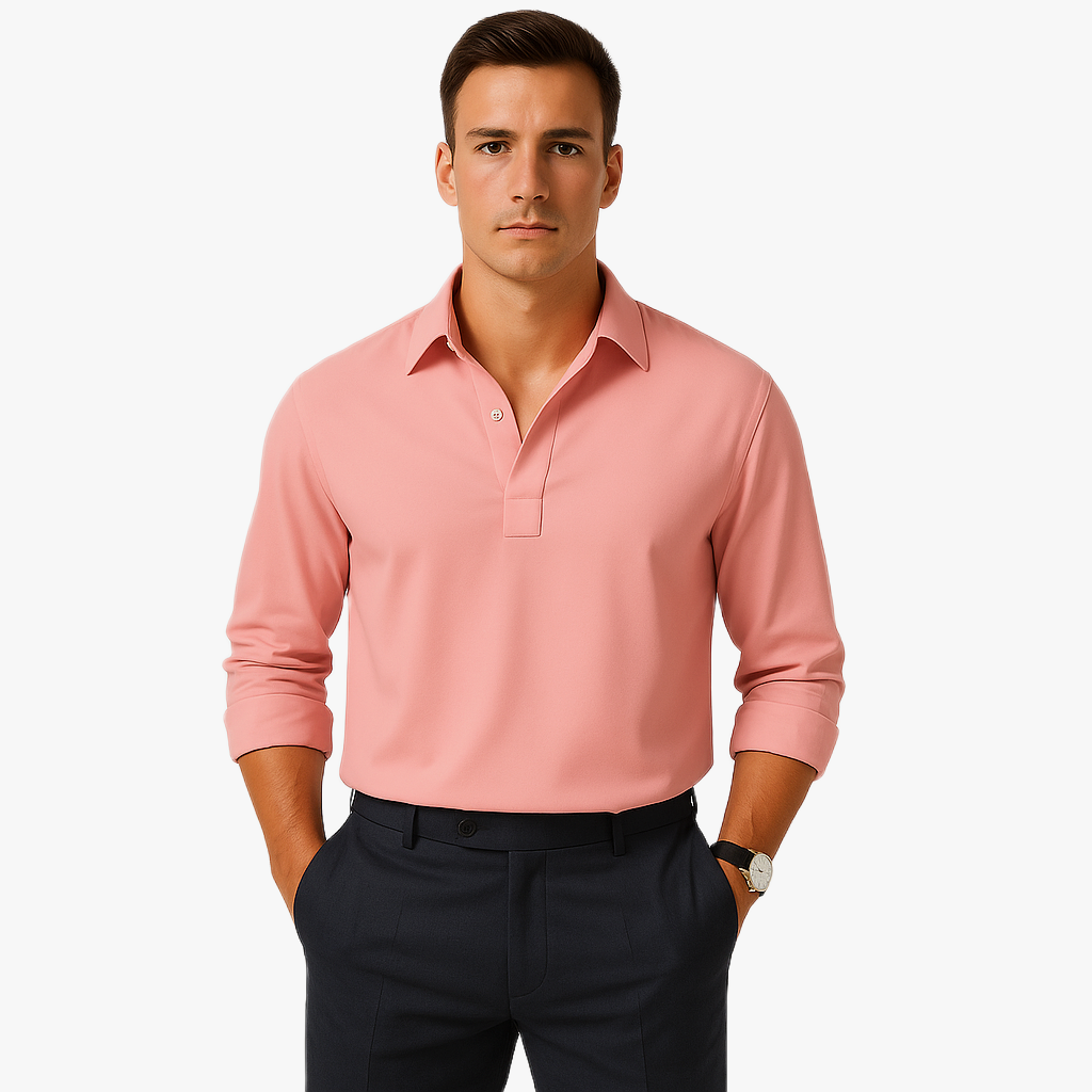 Casual Long Sleeve Polo Shirt for Men