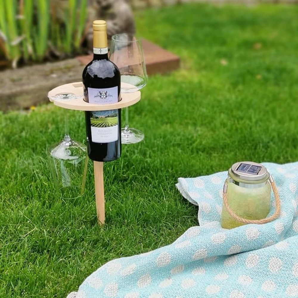 Foldable Outdoor Beverage Holder Stand for Garden and Travel