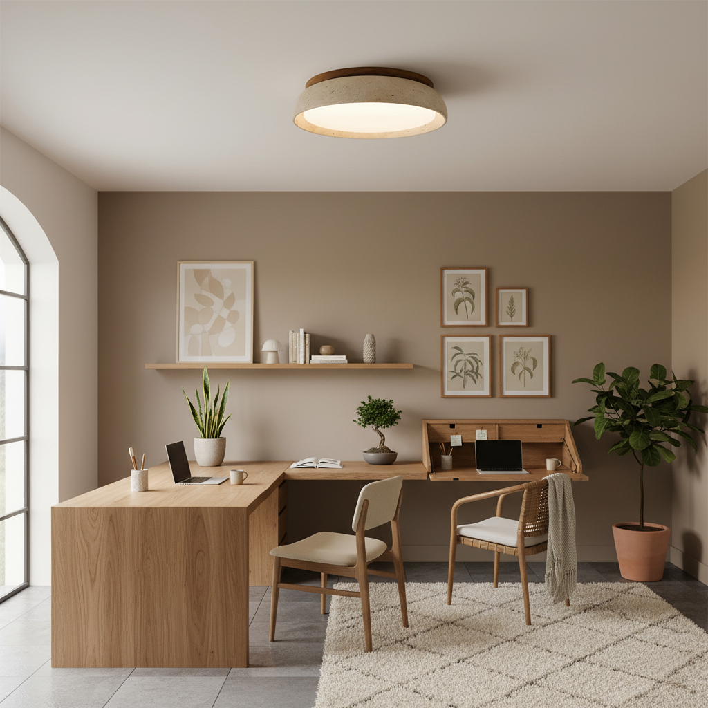 Modern Stone Effect Ceiling Light with Warm LED