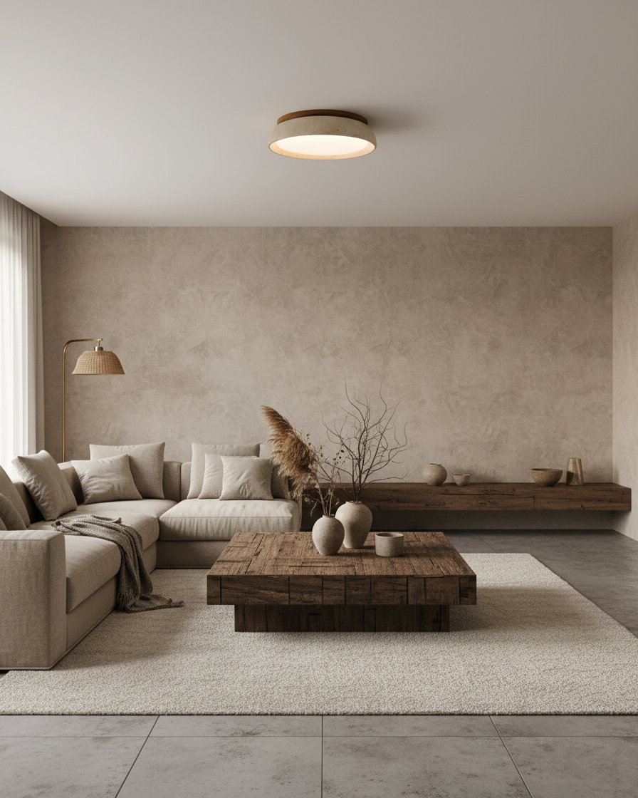 Modern Stone Effect Ceiling Light with Warm LED