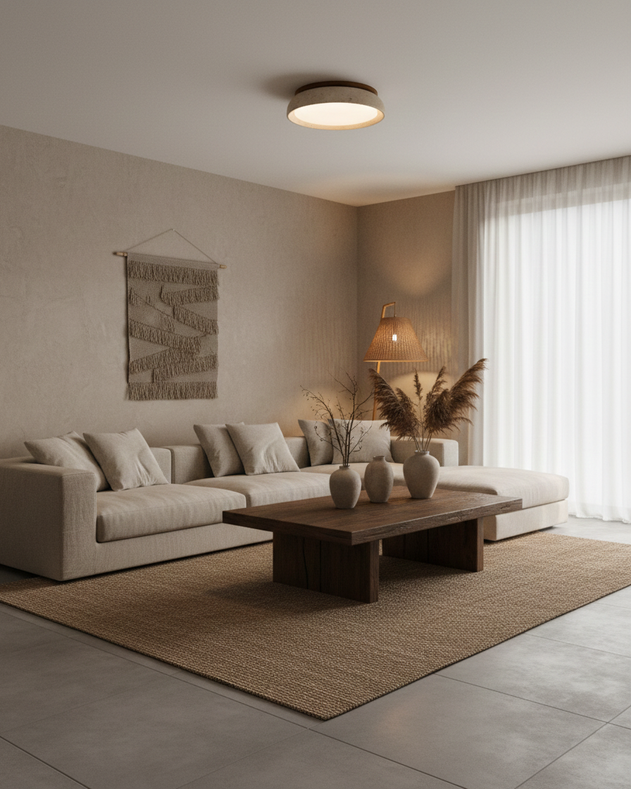 Modern Stone Effect Ceiling Light with Warm LED