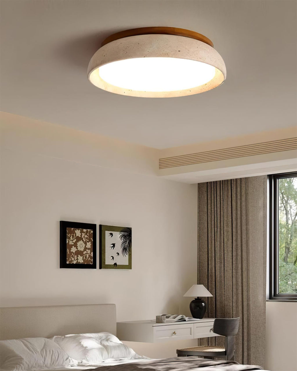 Modern Stone Effect Ceiling Light with Warm LED