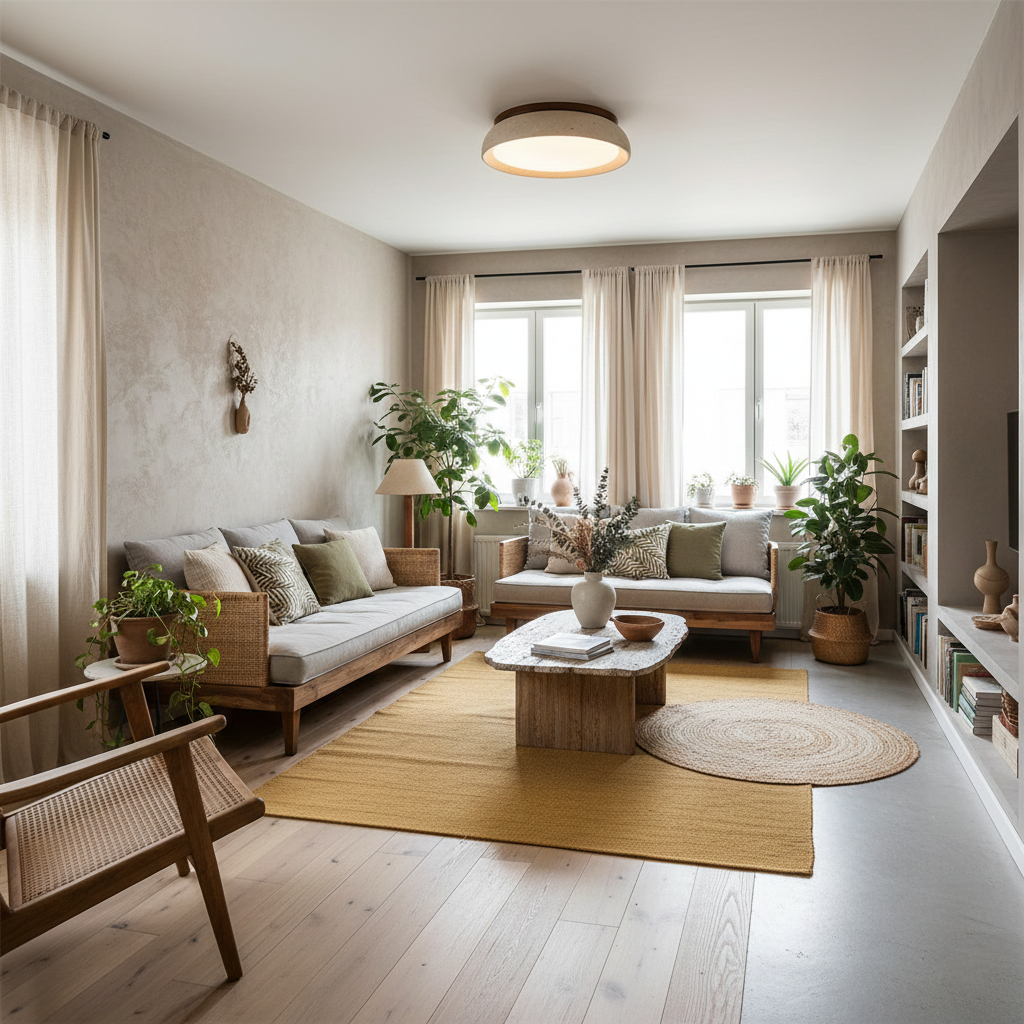 Modern Stone Effect Ceiling Light with Warm LED
