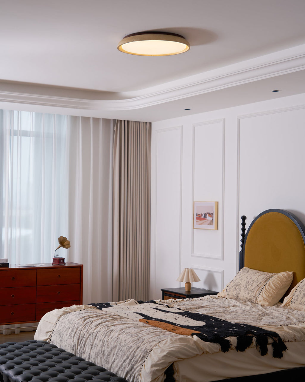 Modern Stone Effect Ceiling Light with Warm LED