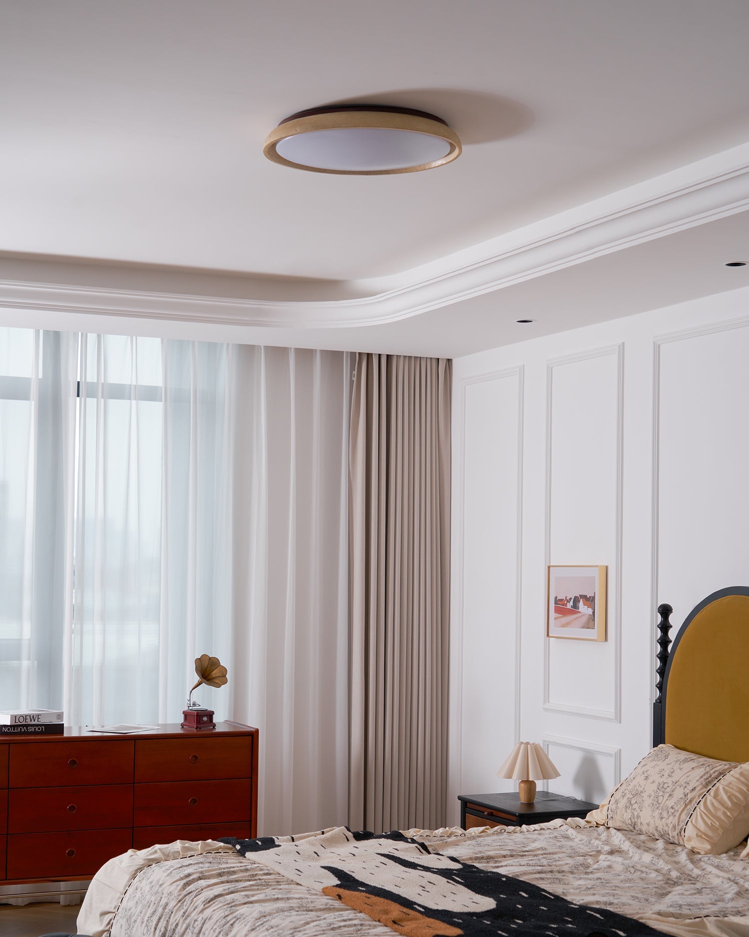 Modern Stone Effect Ceiling Light with Warm LED