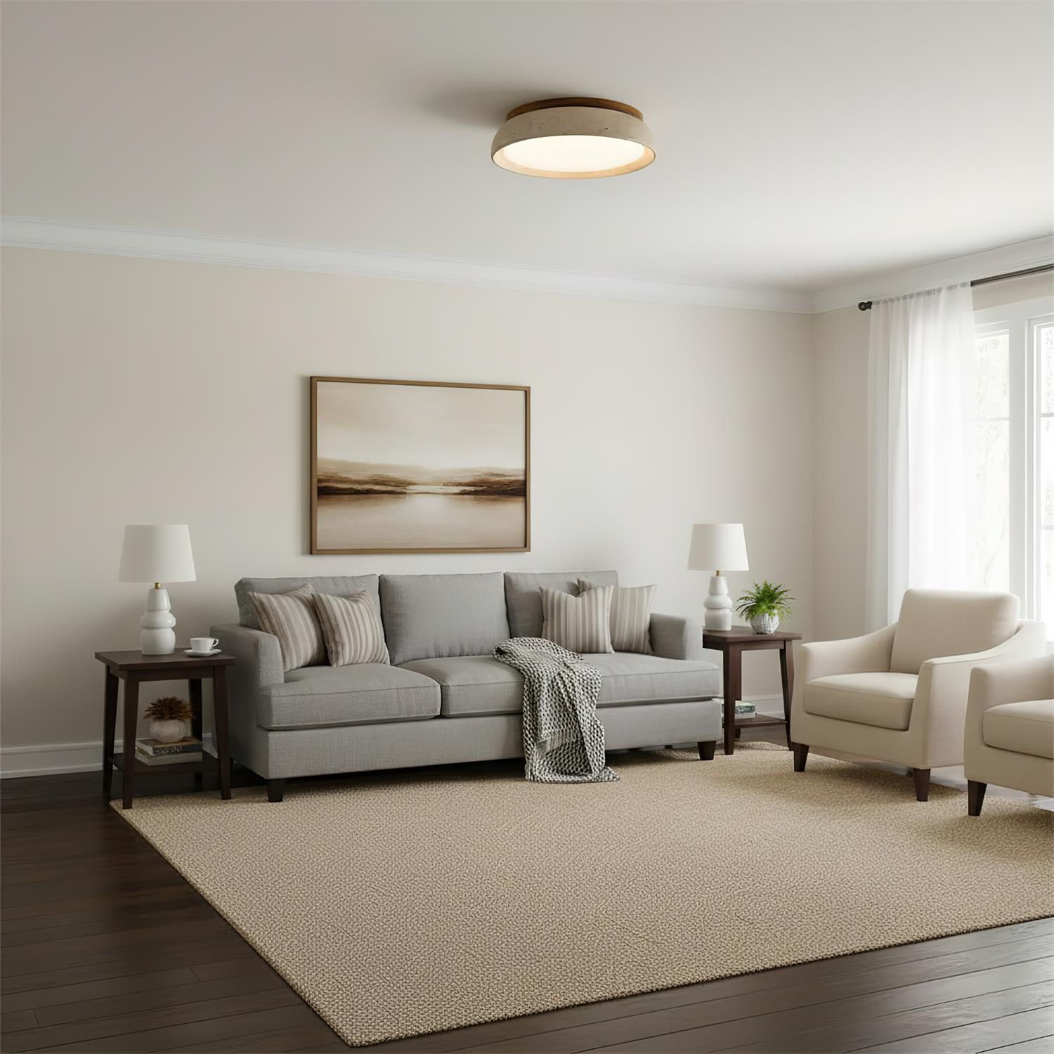 Modern Stone Effect Ceiling Light with Warm LED