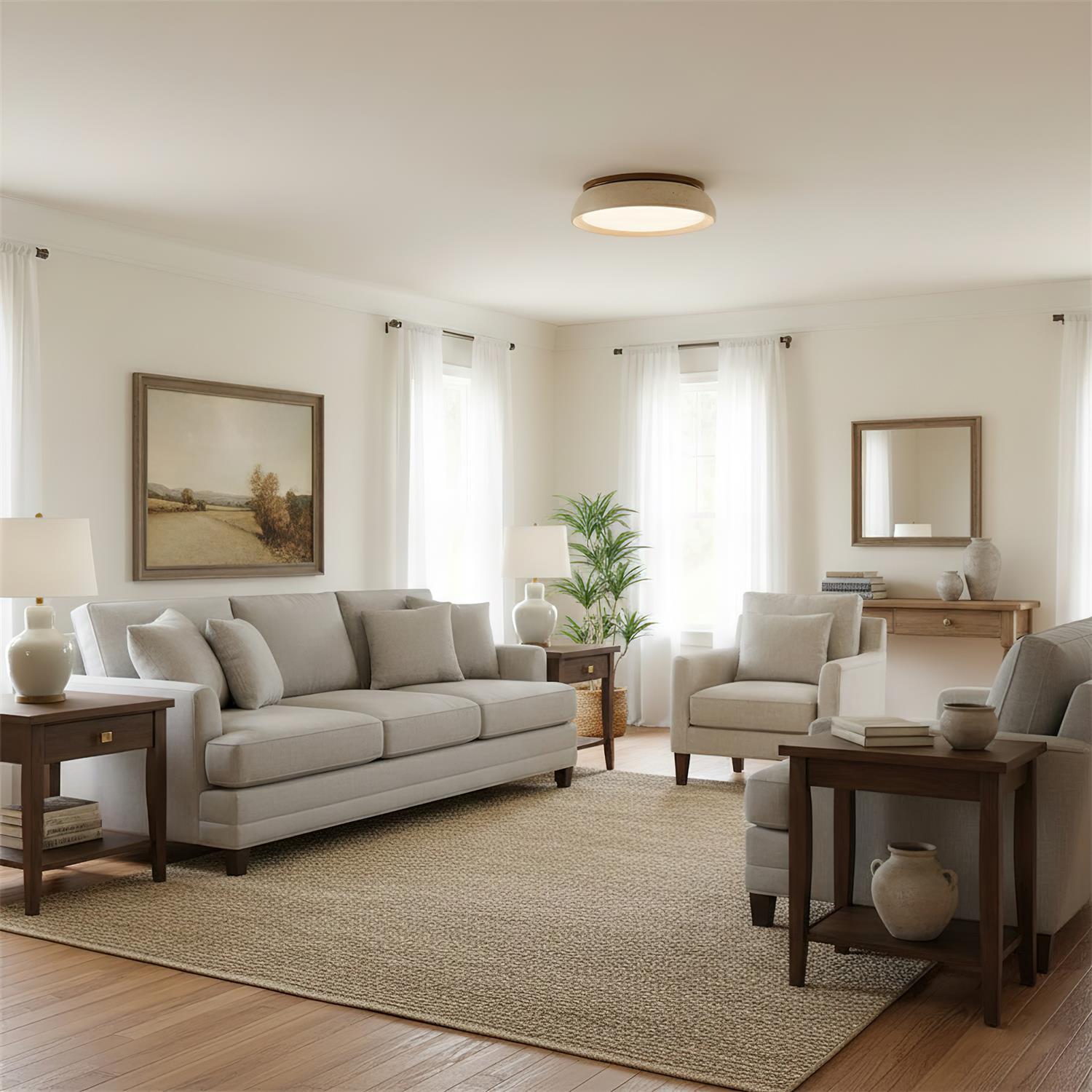 Modern Stone Effect Ceiling Light with Warm LED