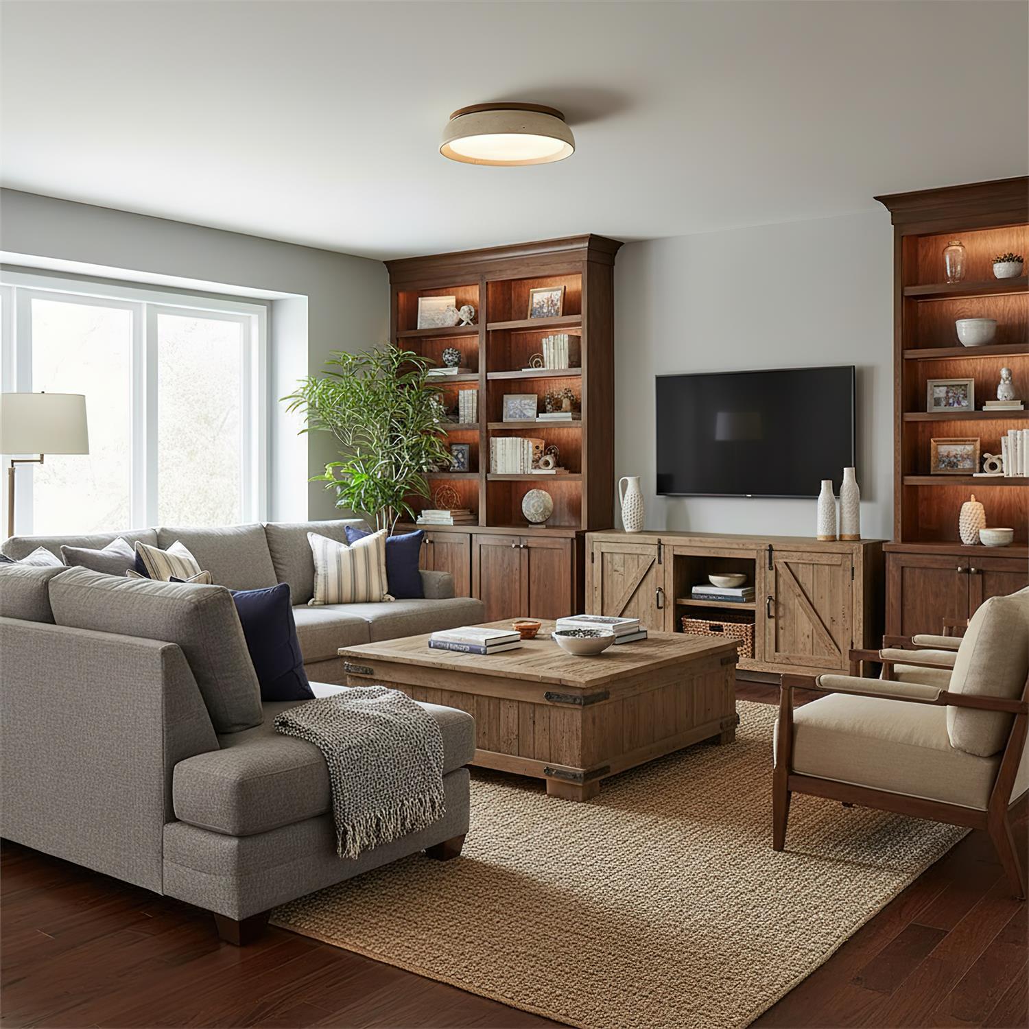 Modern Stone Effect Ceiling Light with Warm LED