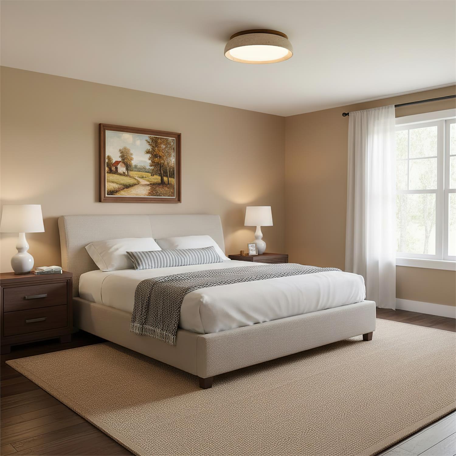 Moderne Deckenleuchte mit Steinoptik und warmem LED-Licht