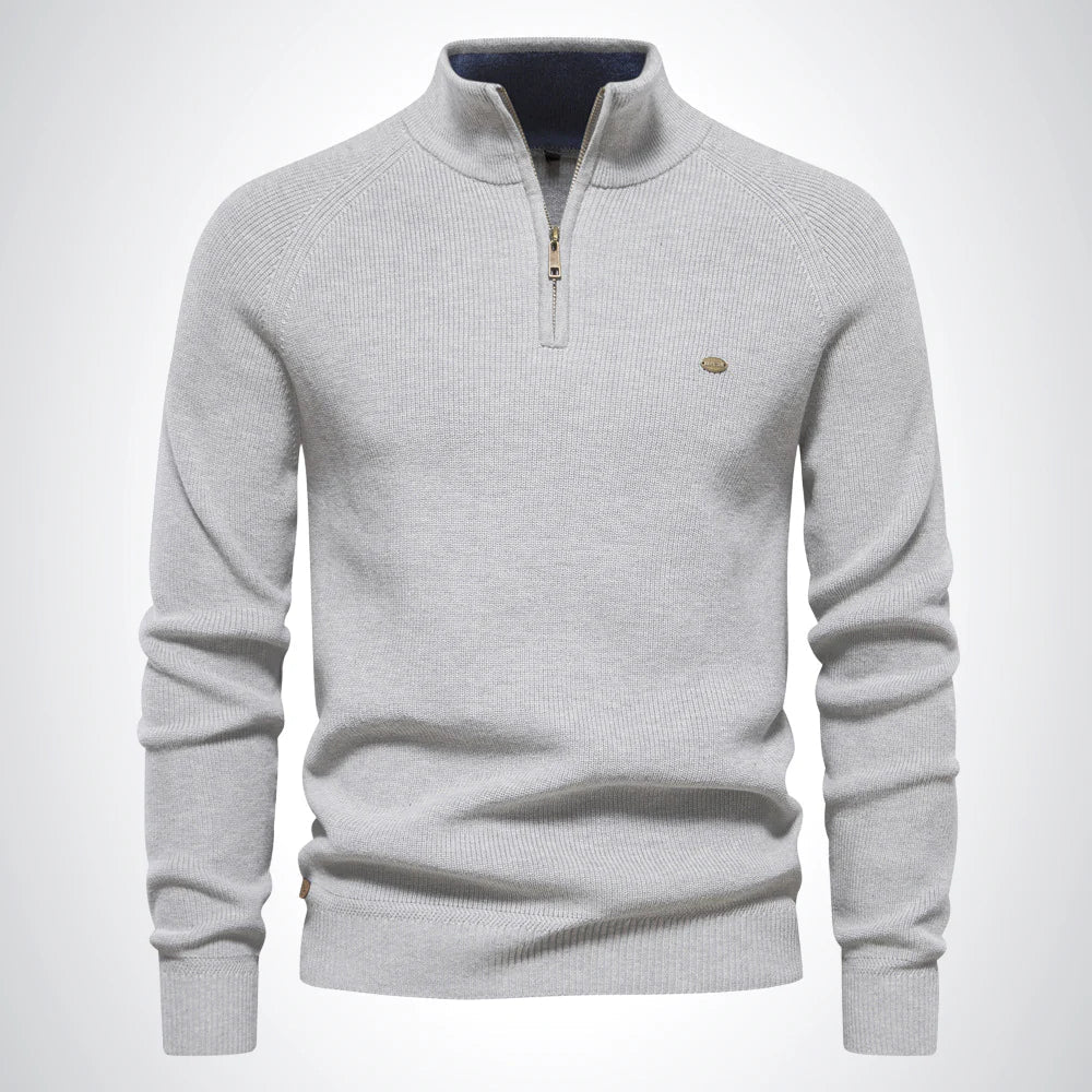 Mens Half Zip Sweater | Stand Collar Knit