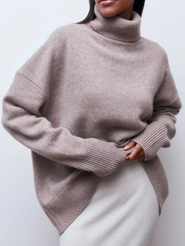 Womens Turtleneck Knit | Oversized Long Sleeve Top