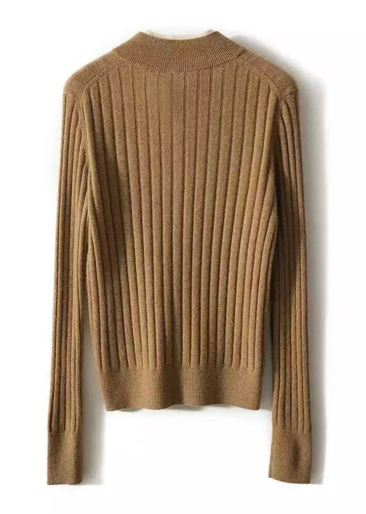 Womens Ribbed Polo Sweater | Button Collar Knit