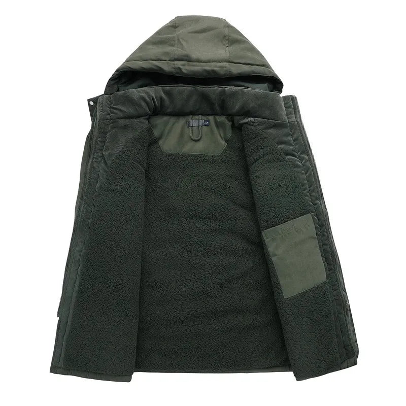 Mens Hooded Winter Jacket With Plush Style Lining | Cold Season Design
