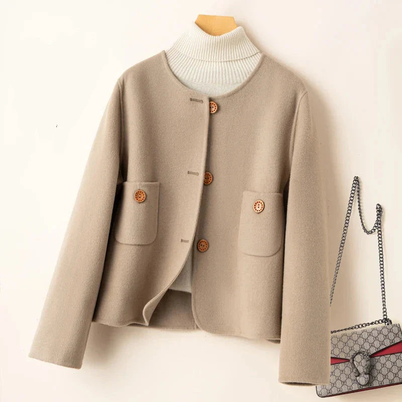 Womens Button Front Coat | Round Neck Winter Style